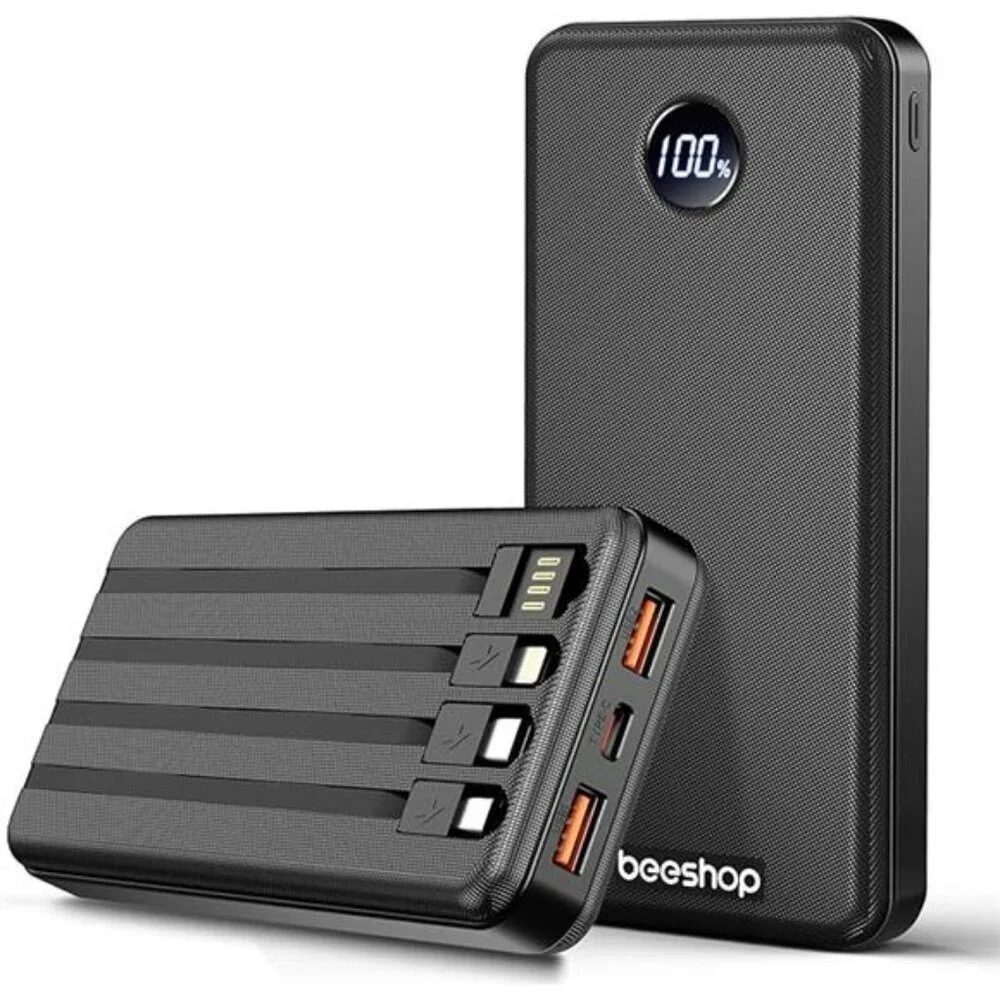 37000mAh portable power bank with built in cables fast charging battery pack